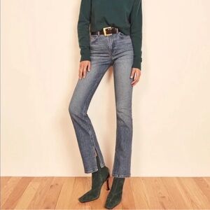 Reformation Peyton Slit Hem High Rise Bootcut Jeans in Palermo